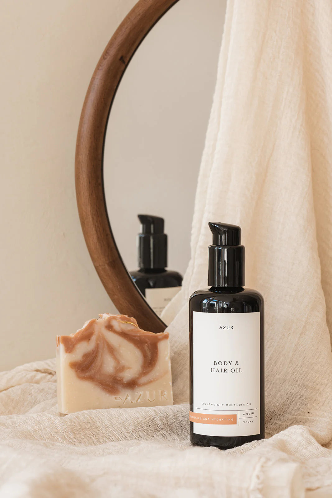 Olio naturale per corpo e capelli AZUR con squalano, idratante e profumato