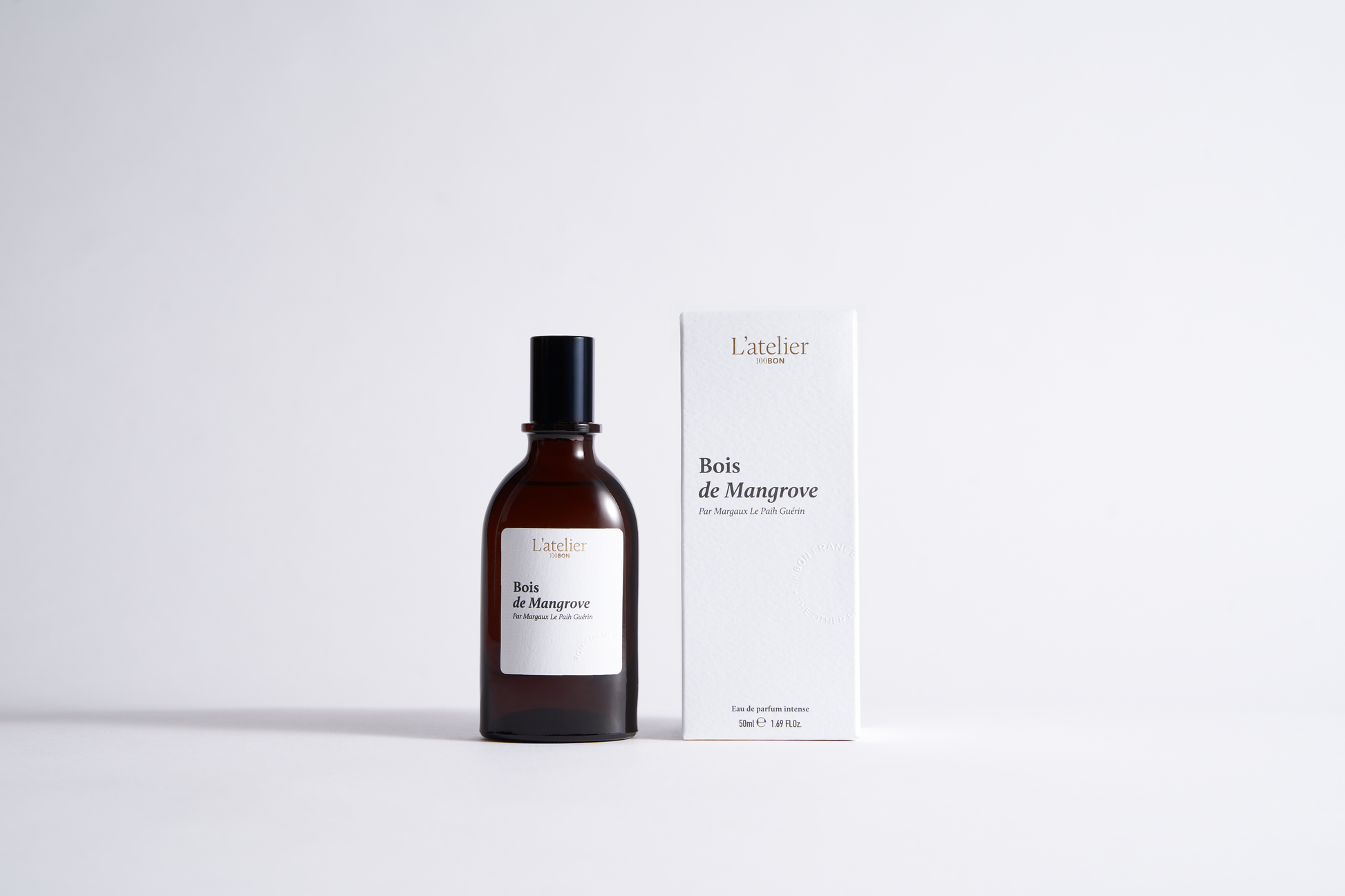 Flacone profumo Bois de Mangrove con astuccio, fragranza al legno di mangrovia

