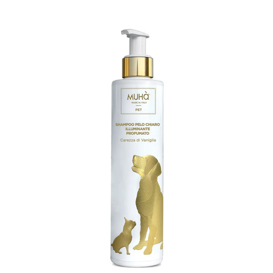 hampoo MUHÀ per cani a pelo chiaro con estratti naturali e profumo alla vaniglia