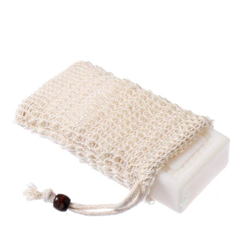 Sacca porta sapone naturale in fibra vegetale con cordino, esfoliante ed ecologica